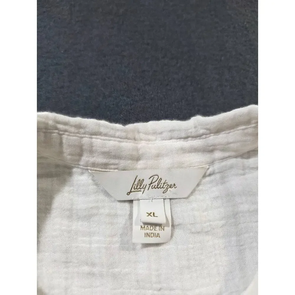 Lilly Pulitzer gauze cotton Y2K wide leg Pajamas Set White Size X-Large A010125